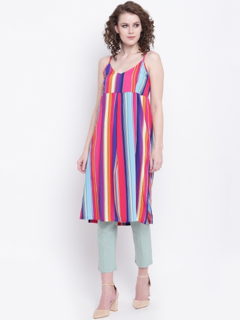 

Napra Women Multicoloured Striped Straight Kurta, Multi