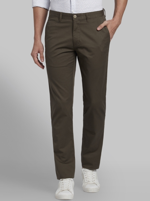 

Parx Men Olive Green Tapered Fit Solid Regular Trousers