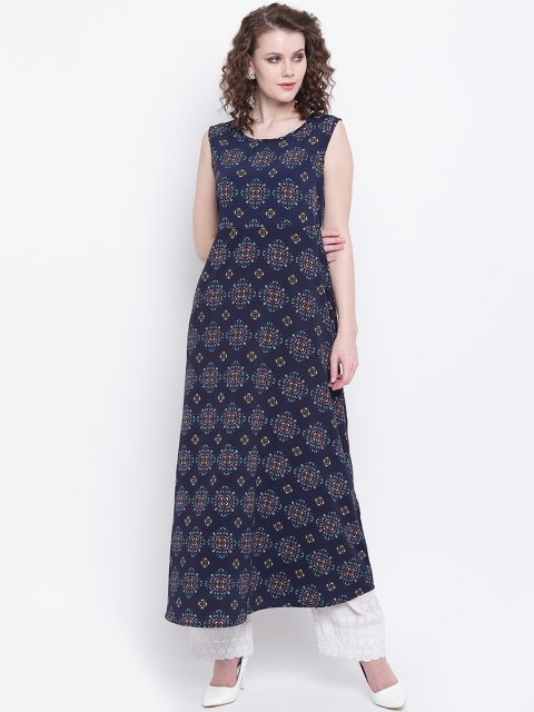 

Napra Women Navy Blue Printed A-Line Kurta