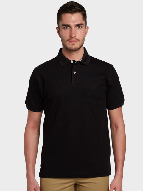 

ColorPlus Men Black Solid Polo Collar T-shirt