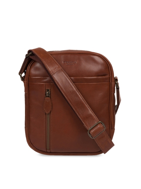 

PURE LUXURIES LONDON Men Brown Solid Carlos Genuine Leather Messenger Bag