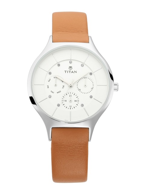 

Titan Women White Leather Analogue Watch 95067SL01