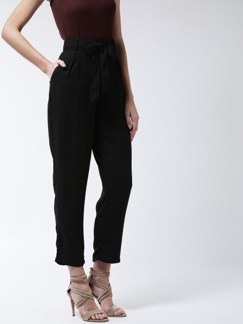 

MAGRE Women Black Regular Fit Solid Peg Trousers