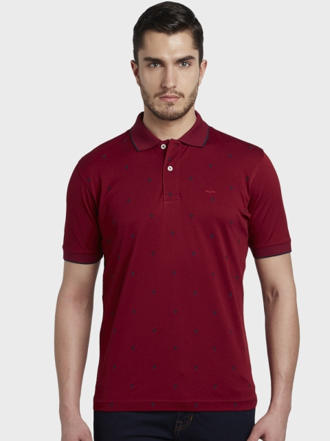 

ColorPlus Men Red Embroidered Polo Collar T-shirt
