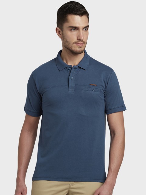 

ColorPlus Men Blue Solid Polo Collar T-shirt