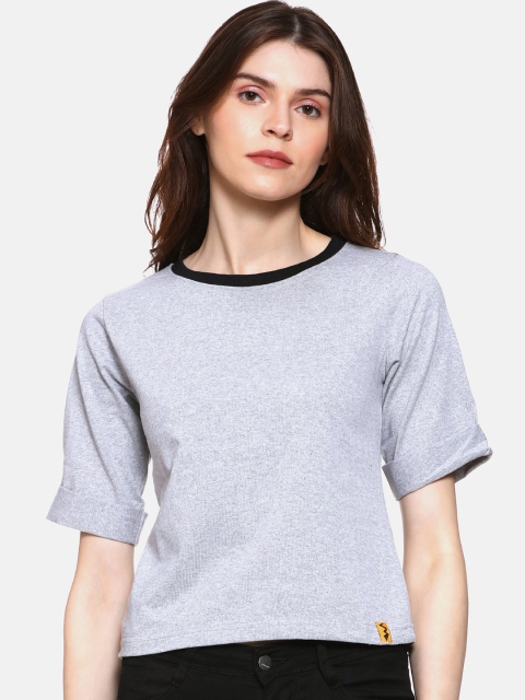 

Campus Sutra Women Grey Solid Top