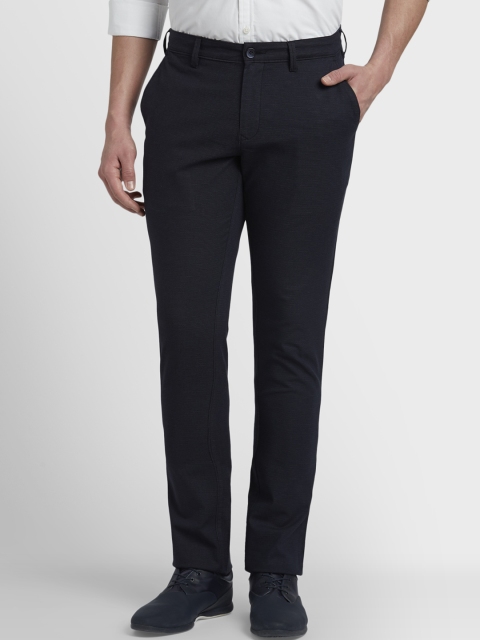 

ColorPlus Men Navy Blue Regular Fit Checked Regular Trousers