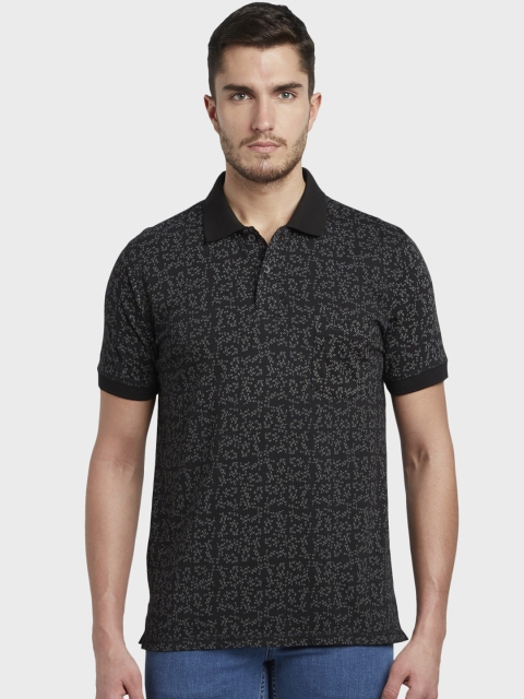

ColorPlus Men Black Printed Polo Collar T-shirt