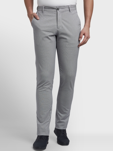 

ColorPlus Men Grey Regular Fit Self Design Formal Trousers