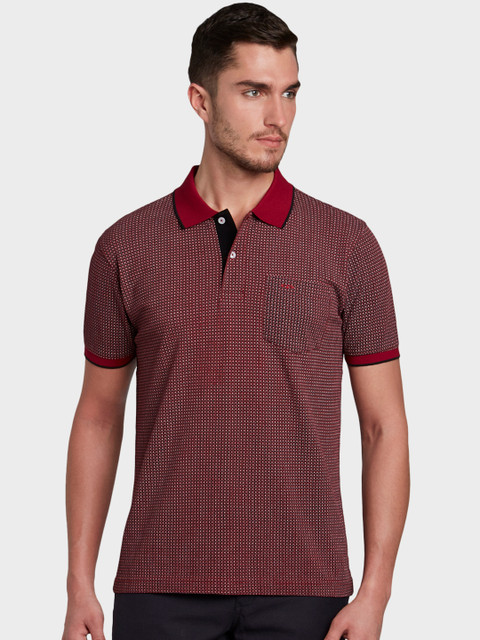 

ColorPlus Men Maroon Printed Polo Collar T-shirt