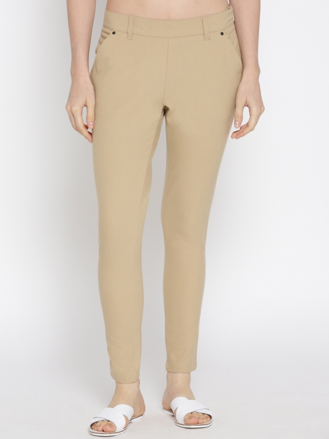

JUMP USA Women Beige Regular Fit Solid Regular Trousers