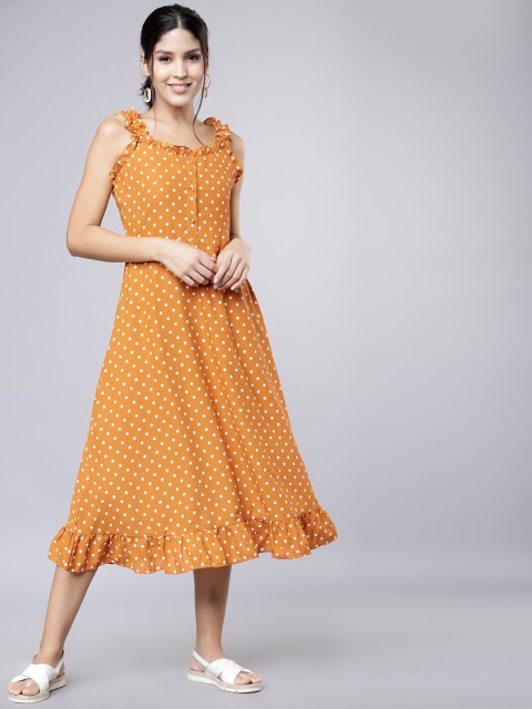 

Tokyo Talkies Women Mustard Fit and Flare Dress