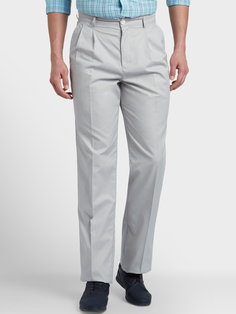 

ColorPlus Men Grey Solid Regular Trousers