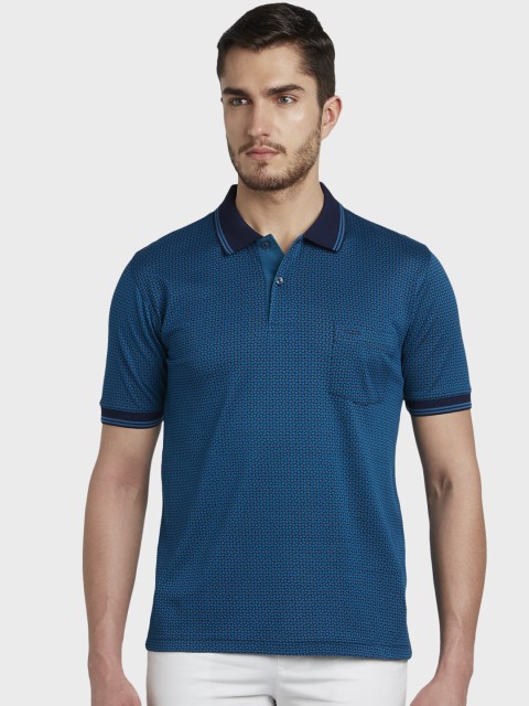 

ColorPlus Men Blue Printed Polo Collar T-shirt