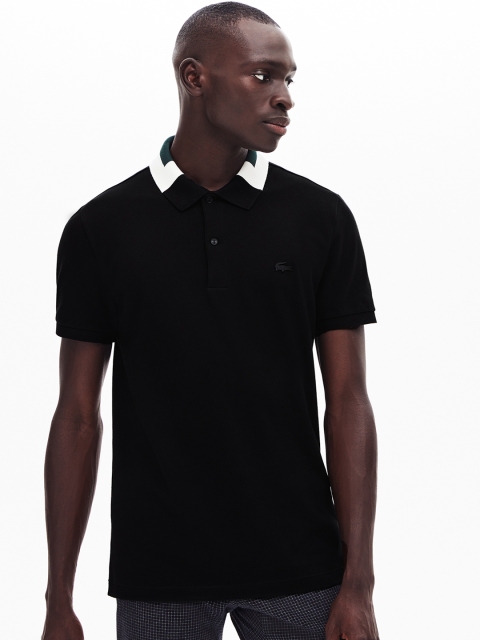 

Lacoste Men Black Solid Polo Collar T-shirt