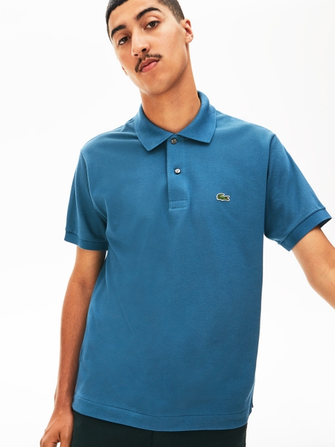 

Lacoste Men Teal Blue Solid Boxy Fit L.12.12 Polo