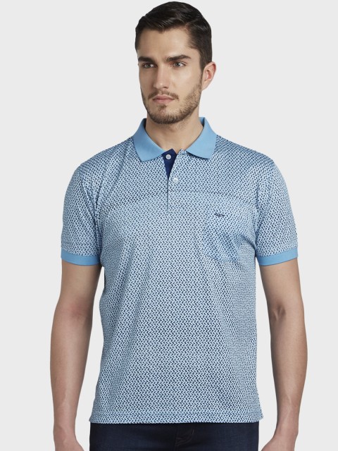 

ColorPlus Men Blue Floral Printed Polo Collar T-shirt