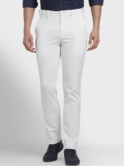 

ColorPlus Men White Tapered Fit Solid Formal Trousers