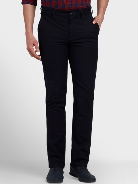 

ColorPlus Men Navy Blue Tapered Fit Solid Regular Trousers