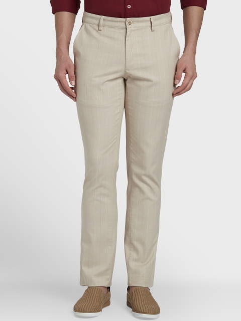 

ColorPlus Men Beige Regular Fit Solid Formal Trousers