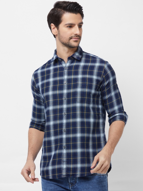 

Lawman pg3 Men Navy Blue & White Slim Fit Checked Casual Shirt