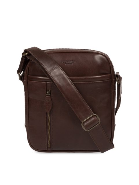 

PURE LUXURIES LONDON Men Brown Concka Collection Genuine Leather Carlos Messenger Bag, Coffee brown