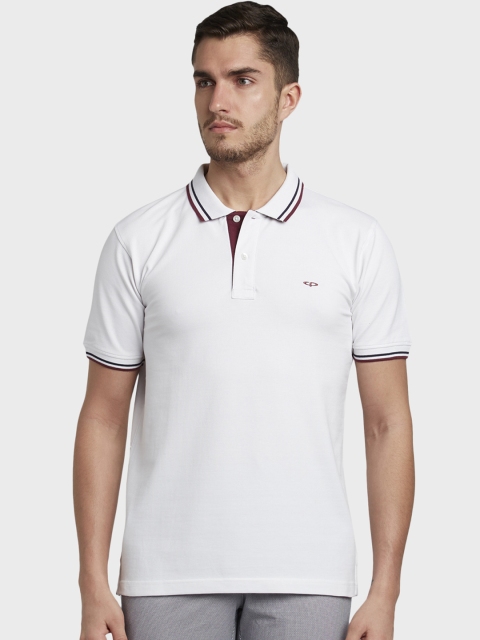 

ColorPlus Men White Solid Polo Collar T-shirt