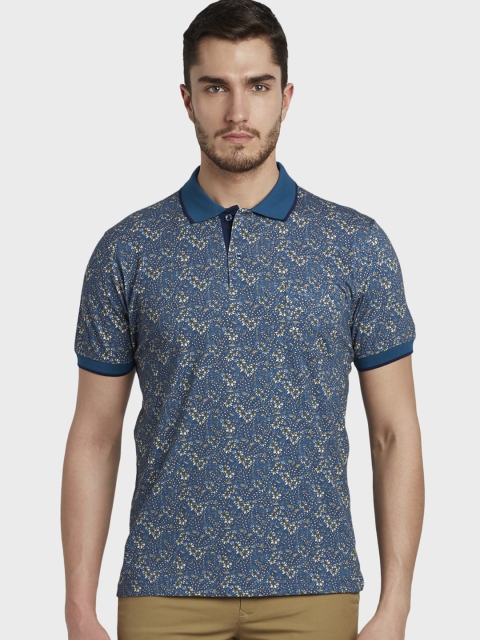 

ColorPlus Men Blue Printed Polo Collar T-shirt