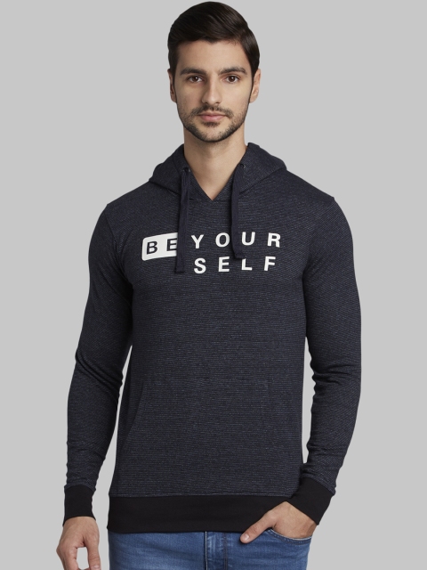 

Parx Men Black Printed Hooded Sweatshirt