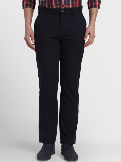 

ColorPlus Men Navy Blue Tapered Fit Self Design Regular Trousers