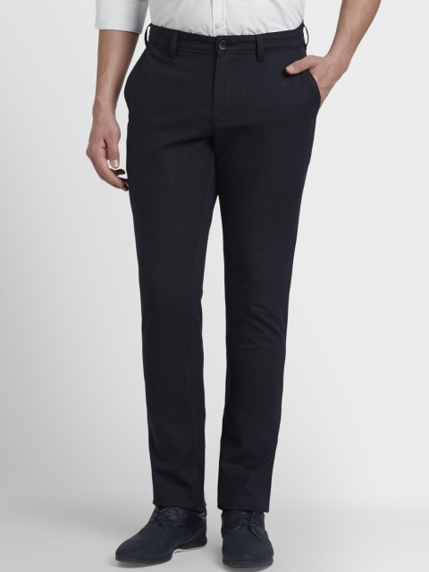 

ColorPlus Men Navy Blue Regular Fit Checked Regular Trousers