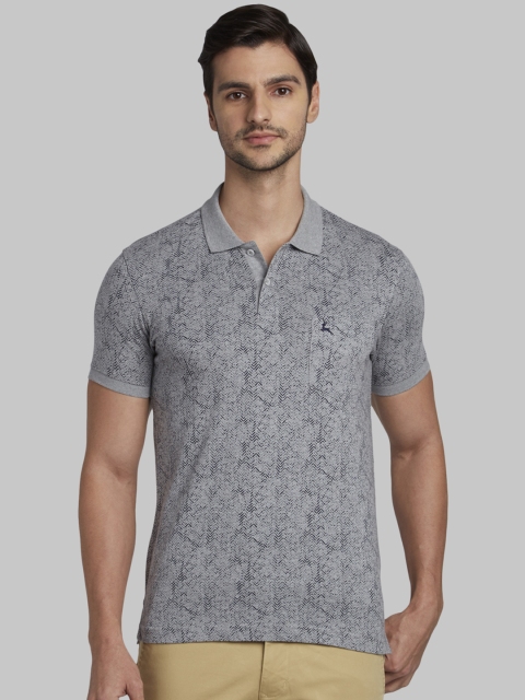 

Parx Men Grey Printed Polo Collar T-shirt