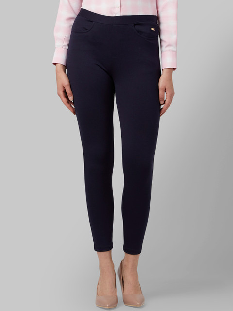 

Park Avenue Woman Navy Blue Regular Fit Solid Regular Trousers