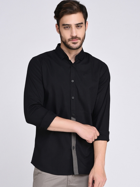 

Rigo Men Black Slim Fit Solid Casual Shirt