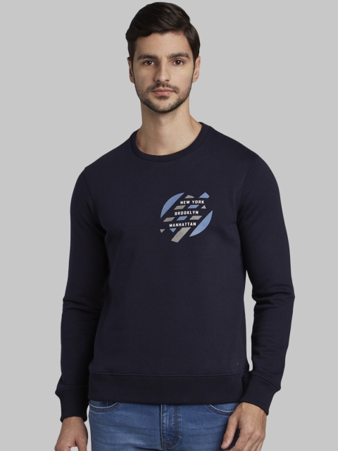 

Parx Men Navy Blue Printed Sweatshirt