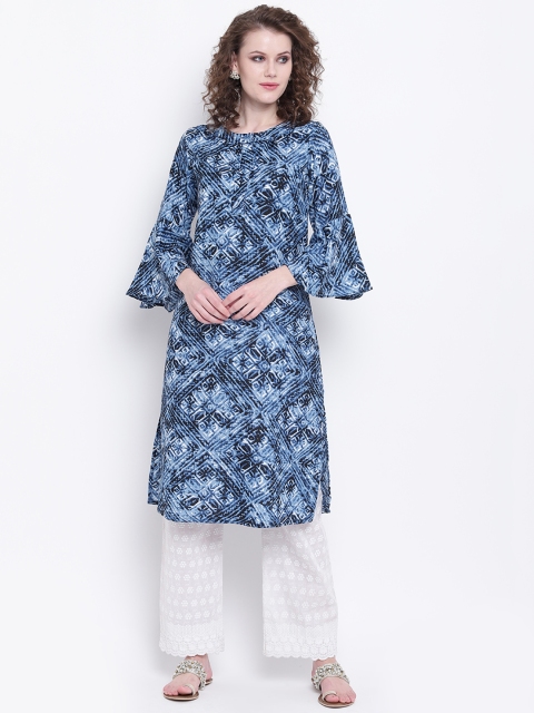 

Napra Women Blue Floral Print Straight Kurta