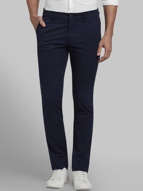 

Parx Men Navy Blue Tapered Fit Solid Regular Trousers