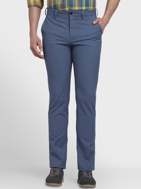 

ColorPlus Men Blue Tapered Fit Solid Formal Trousers