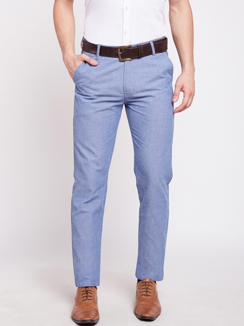 

Hancock Men Blue Slim Fit Solid Formal Trousers