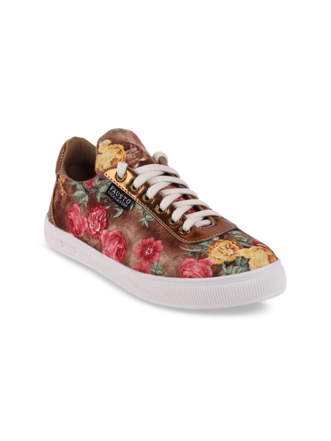 

FAUSTO Women Brown Printed Canvas Lightweight Sneakers
