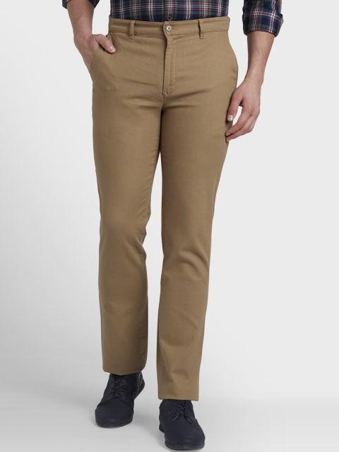 

ColorPlus Men Khaki Tapered Fit Self Design Regular Trousers