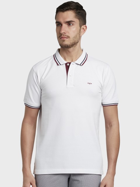 

ColorPlus Men White Solid Polo Collar T-shirt
