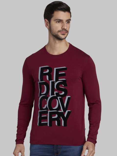 

Parx Men Red Printed Round Neck T-shirt