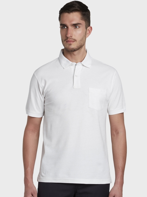 

ColorPlus Men White Solid Polo Collar T-shirt