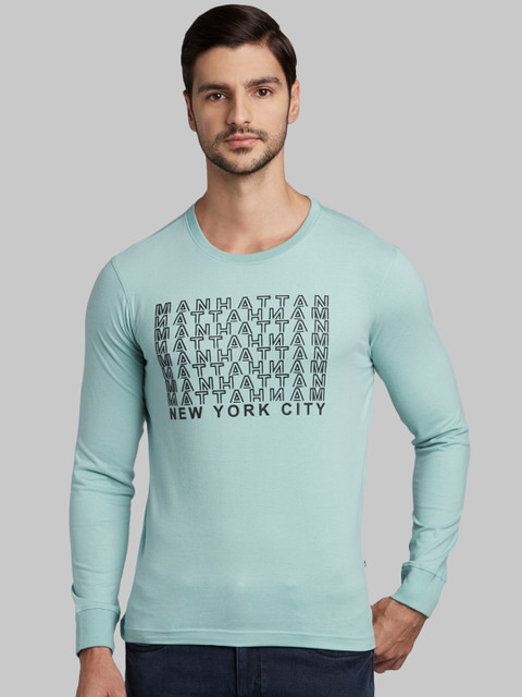 

Parx Men Green Printed Round Neck T-shirt