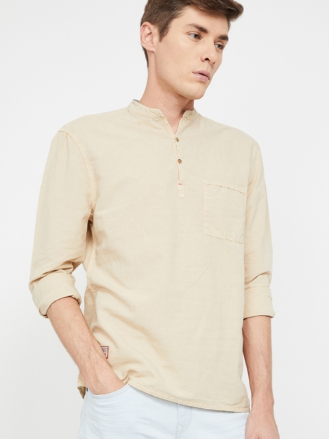 

Forca by Lifestyle Men Beige Slim Fit Solid Casual Shirt