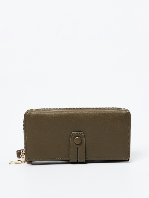 

Ginger by Lifestyle Women Olive Green Solid Zip Around Wallet