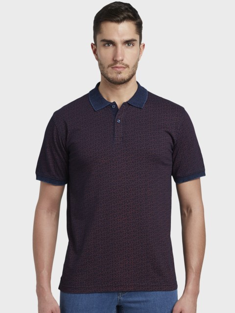 

ColorPlus Men Blue & Maroon Printed Polo Collar T-shirt
