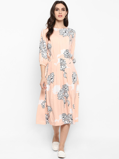 

MIAMINX Women Pink Floral Print Blouson Dress