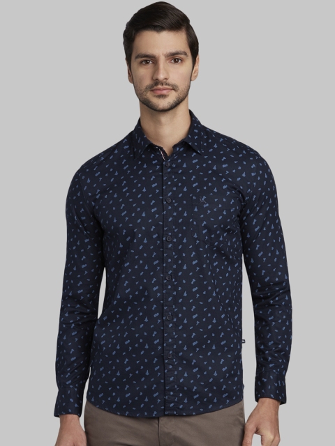 

Parx Men Navy Blue Slim Fit Printed Casual Shirt